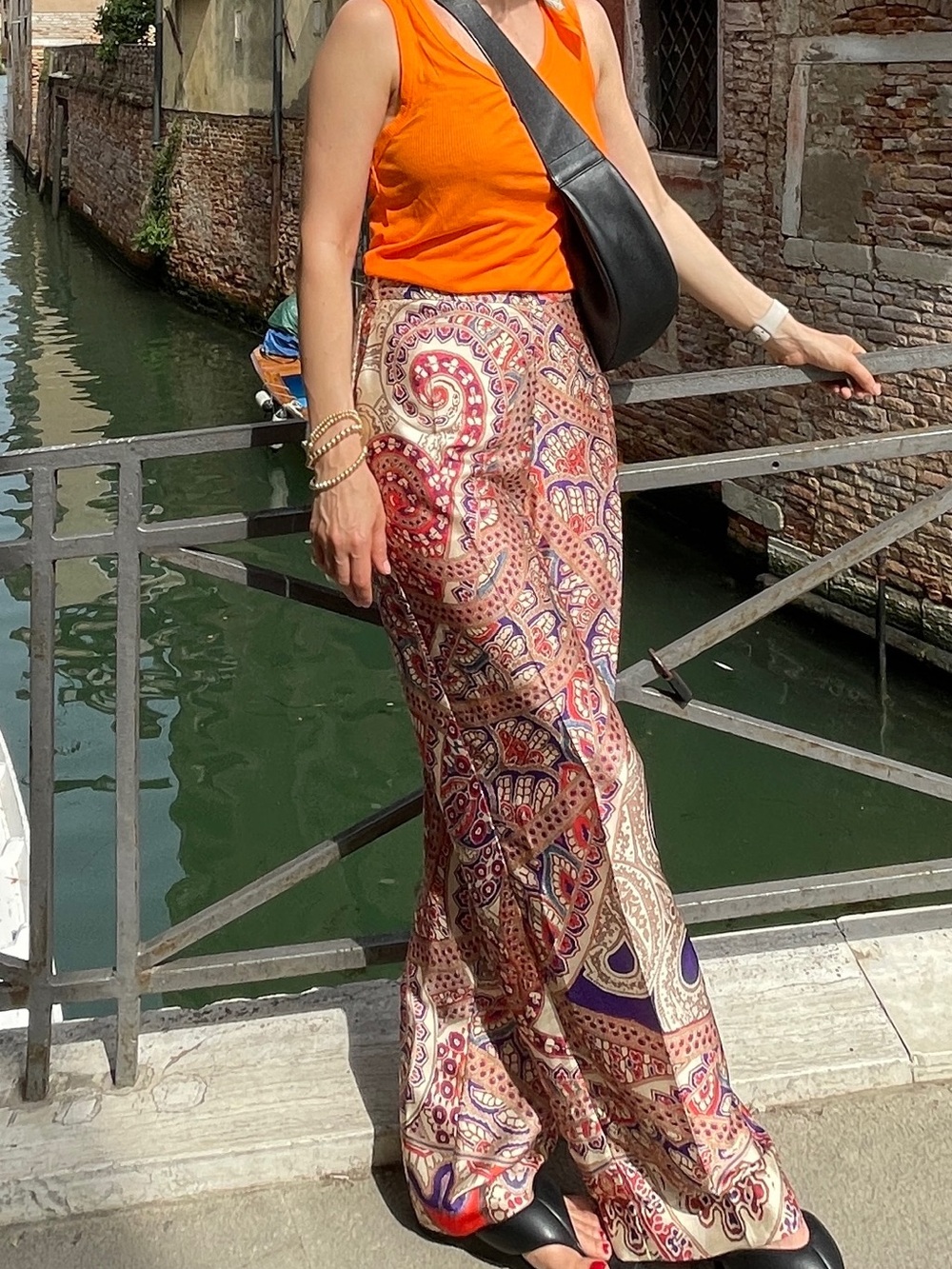 ZARA Paisley Print Wide Leg Pants S Multicolor Boho Palazzo